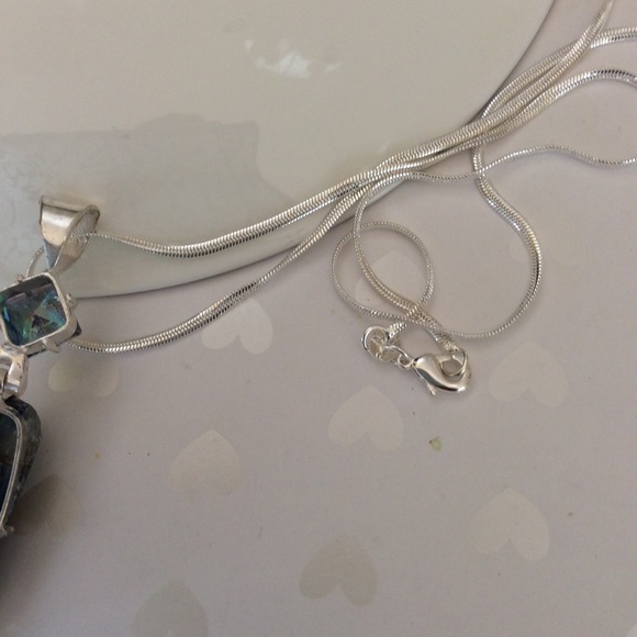 Sterling Silver Mystic Topaz/ Kyanite Pendant 925 - Picture 7 of 7